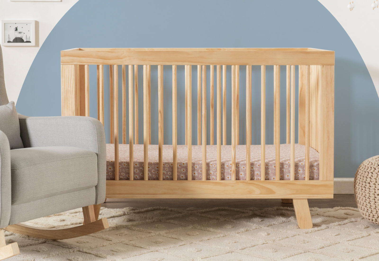 Babyletto Hudson 3 in 1 Convertible Crib with Toddler Conversion Kit Natural