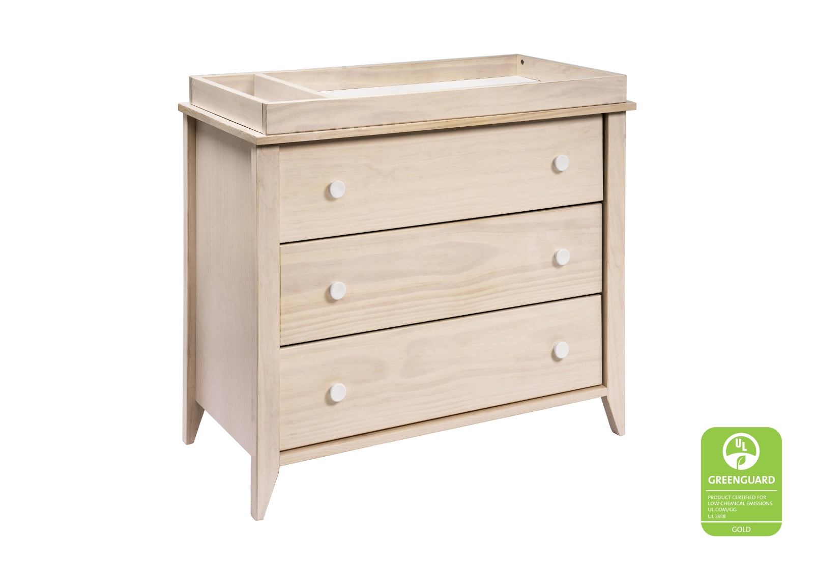 Babyletto Sprout 3 Drawer Changer Dresser with Removable Changing Tray Washed Natural White